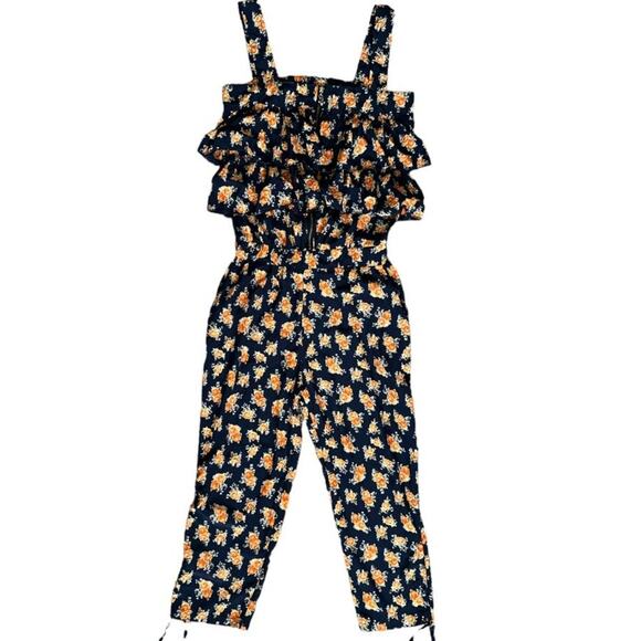 Trendcool Navy Orange Floral Jumpsuit, M - Picture 1 of 5